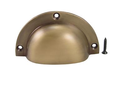 3 1/2 Inch Solid Brass Traditional Cup Pull (Antique Brass Finish)