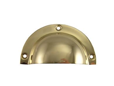3 1/2 Inch Solid Brass Traditional Cup Pull (Polished Brass Finish)