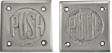 2 3/4 Inch Brass Classic American "Pull" & "Push" Signs (Brushed Nickel Finish)