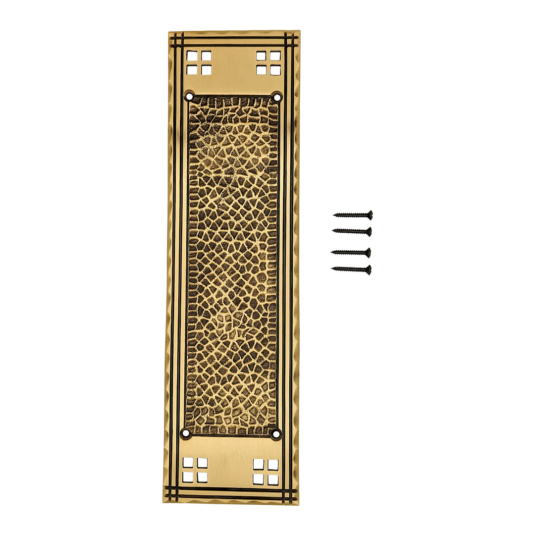 COPPER MOUNTAIN HARDWARE 12 Inch Craftsman Style Push Plate (Antique Brass Finish)