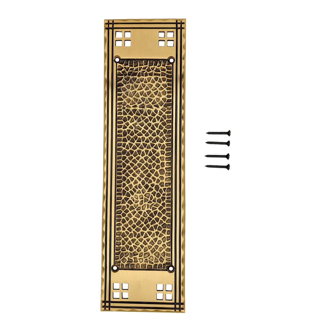 12 Inch Craftsman Style Push Plate (Antique Brass Finish)