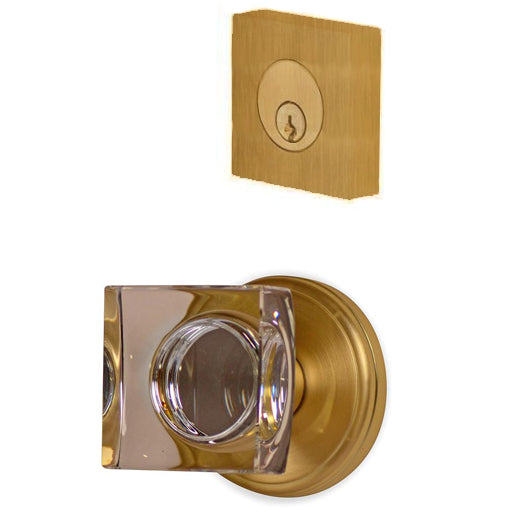 EMTEK Classic Square Entryway Set with Crystal Square Knob (Several Finishes Available)