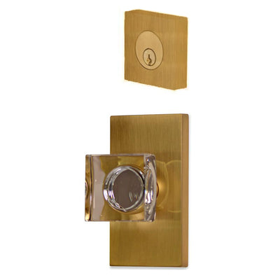 Modern Square Entryway Set with Crystal Square Knob (Several Finishes Available)