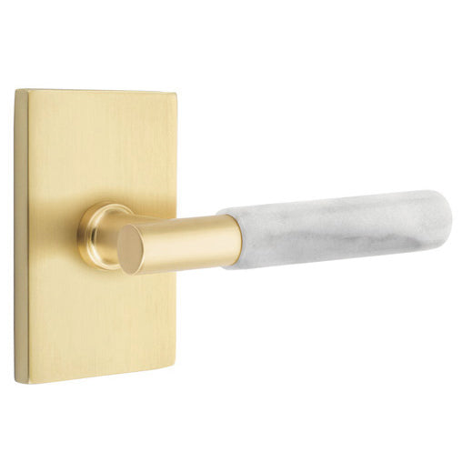 EMTEK Emtek T-Bar White Marble Lever With Modern Rectangular Rosette (Several Finishes Available)