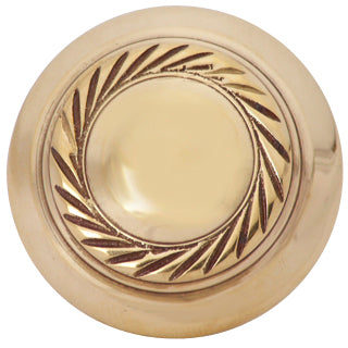 1 1/2 Inch Brass Round Knob with Georgian Roped Border (Polished Brass Knob)