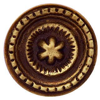 COPPER MOUNTAIN HARDWARE 1 1/4 Inch Solid Brass Beaded Star Round Knob (Antique Brass Finish)