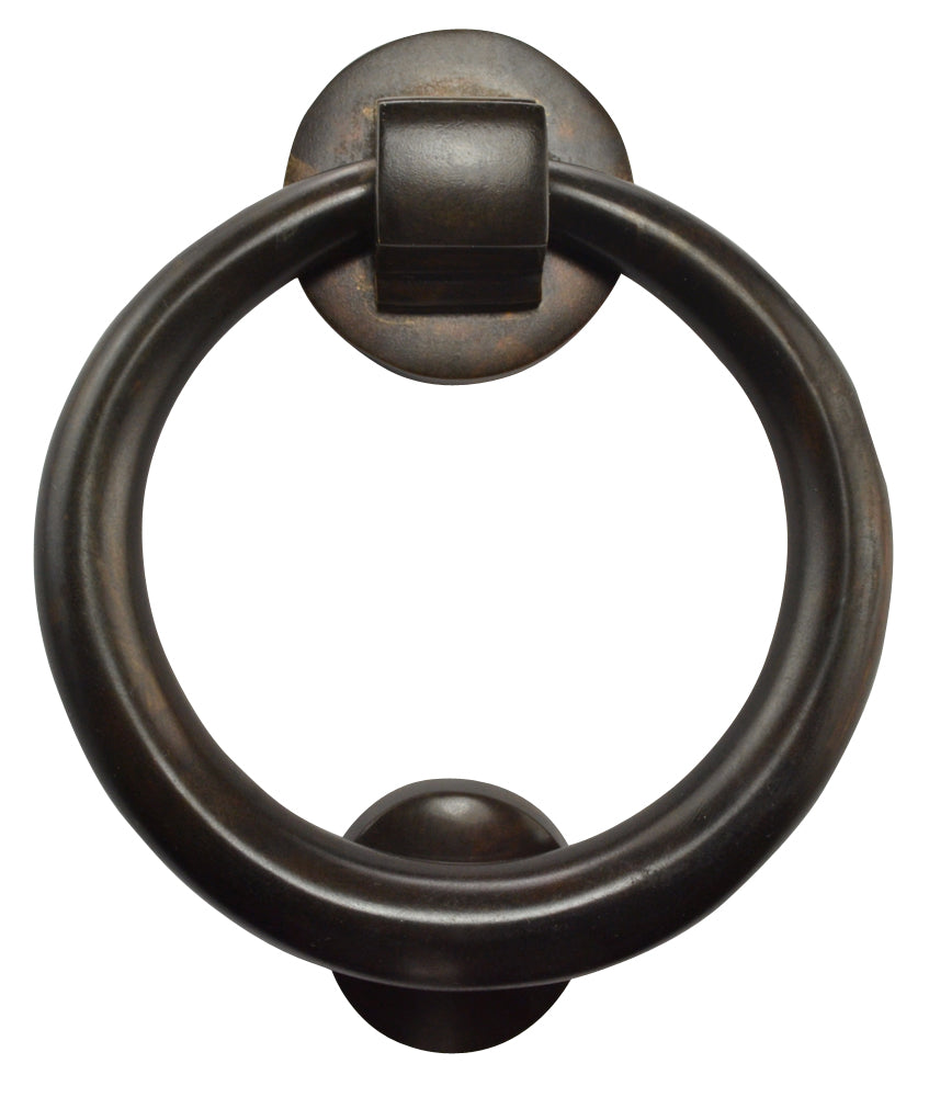 5 1/2 Inch (3 1/2 Inch c-c) Solid Brass Traditional Ring Door Knocker (Oil Rubbed Bronze Finish)