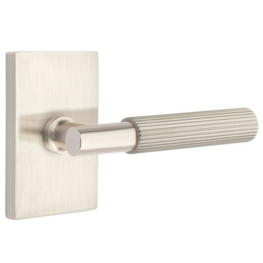 EMTEK Emtek T-Bar Straight Knurled Lever With Modern Rectangular Rosette (Several Finishes Available)