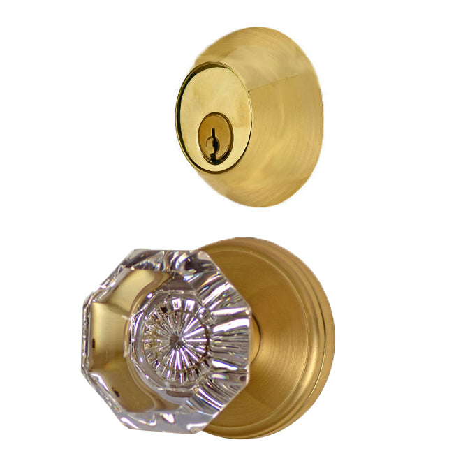 EMTEK Classic Disc Entryway Set with Crystal Octagon Knob (Several Finishes Available)