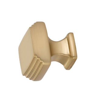 Emtek 1 1/4 Inch Solid Brass Art Deco Knob (Satin Brass Finish)