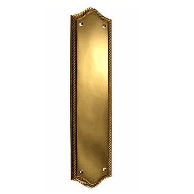 COPPER MOUNTAIN HARDWARE 12 Inch Georgian Oval Roped Style Door Push Plate (Antique Brass)