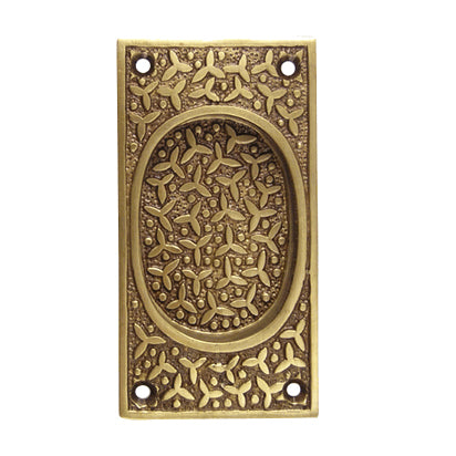 COPPER MOUNTAIN HARDWARE Rice Pattern Solid Brass Pocket Door Pull or Sash Lift (Antique Brass Finish)