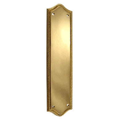 COPPER MOUNTAIN HARDWARE 12 Inch Georgian Oval Roped Style Door Push Plate (Lacquered Brass Finish)