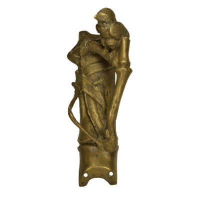 COPPER MOUNTAIN HARDWARE 9 Inch Solid Brass Door Pull Bamboo & Bird (Left Facing, Antique Brass Finish)