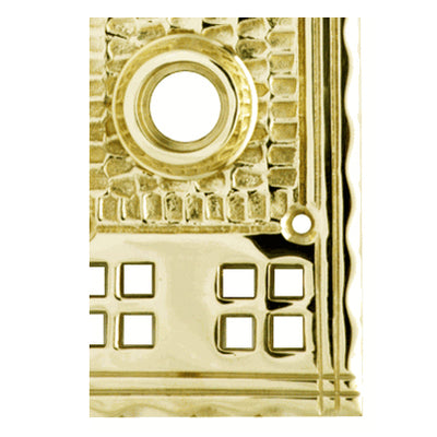 Craftsman Style Solid Brass Rosette Plate (Polished Brass Finish)