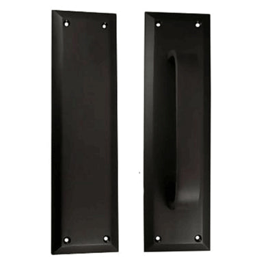 COPPER MOUNTAIN HARDWARE 10 Inch Quaker Style Pull and Push Plate Set (Flat Black Finish)