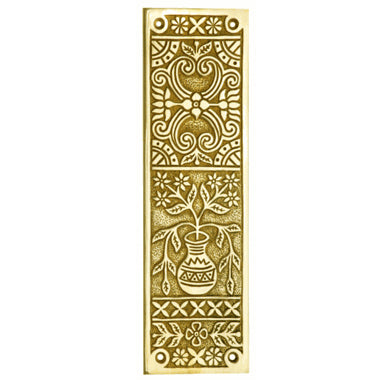 COPPER MOUNTAIN HARDWARE 10 Inch Broken Leaf Pattern Solid Brass Push Plate (Polished Brass Finish)