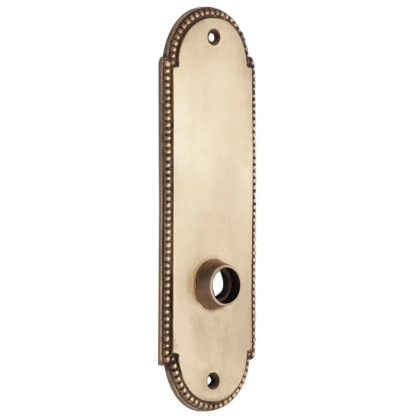 Copper Mountain Hardware 7 1/4 Inch Solid Brass Beaded Oval Back Plate (Several Finish Options)