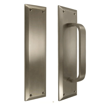 COPPER MOUNTAIN HARDWARE 10 Inch Quaker Style Pull and Push Plate Set (Brushed Nickel Finish)