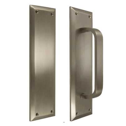 10 Inch Quaker Style Pull and Push Plate Set (Brushed Nickel Finish)