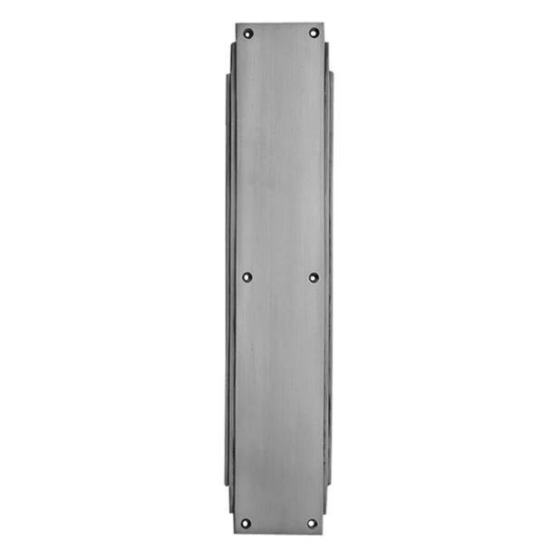 COPPER MOUNTAIN HARDWARE 14 Inch Solid Brass Art Deco Skyscraper Push Plate (Brushed Nickel Finish)