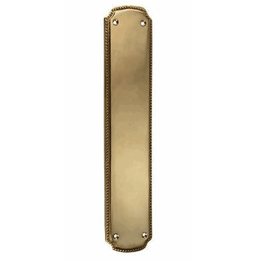 COPPER MOUNTAIN HARDWARE 11 1/2 Inch Solid Brass Beaded Push & Plate (Antique Brass Finish)