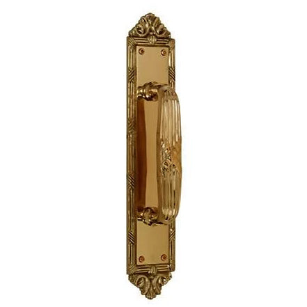 13 3/4 Inch Solid Brass Ribbon & Reed Door Pull (Antique Brass Finish)