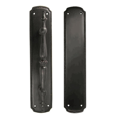 COPPER MOUNTAIN HARDWARE 11 1/2 Inch Solid Brass Beaded Push and Pull Plate Set (Oil Rubbed Bronze Finish)