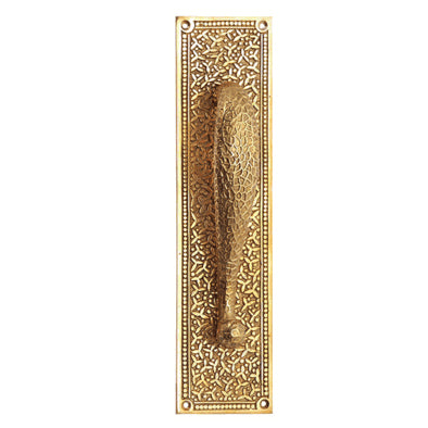 12 Inch Solid Brass Rice Pattern Door Pull (Lacquered Brass Finish) COPPER MOUNTAIN HARDWARE