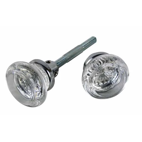 Traditional Round Door Knobs in Polished Chrome Finish - Spare Set with Spindle