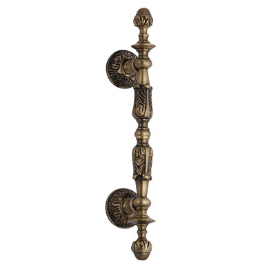 8 Inch Solid Brass French Empire Door Pull (Antique Brass Finish)