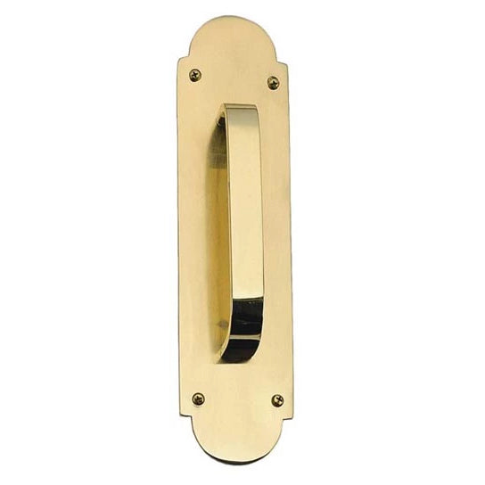 12 Inch Traditional Door Pull & Plate (Polished Brass Finish)