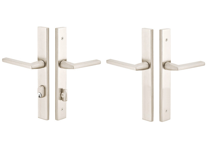 Solid Brass Modern Rectangular Style Stretto Passage Entryway Set (Brushed Nickel Finish)