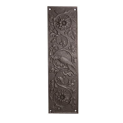 11 1/4 Inch Cockateel Bird and Flower Push Plate (Oil Rubbed Bronze Finish)