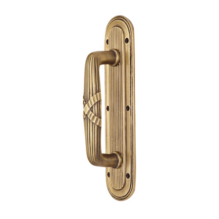 10 1/2 Inch Art Deco Style Door Pull and Plate (Antique Brass Finish)