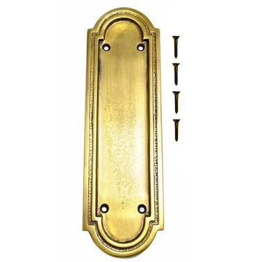 8 3/8 Inch Solid Brass Rounded Georgian Pattern Push Plate (Antique Brass Finish)