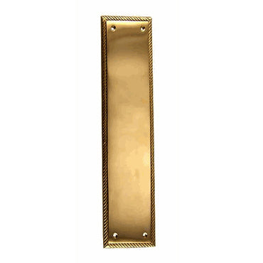 COPPER MOUNTAIN HARDWARE 11 1/2 Inch Georgian Roped Style Door Push Plate (Antique Brass Finish)