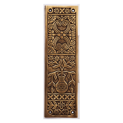 COPPER MOUNTAIN HARDWARE 10 Inch Broken Leaf Pattern Solid Brass Push Plate (Antique Brass)