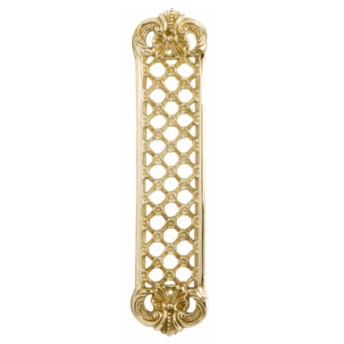 COPPER MOUNTAIN HARDWARE 12 Inch Solid Brass Finger Push Plate: Trellis Lattice Work (Lacquered Brass Finish)