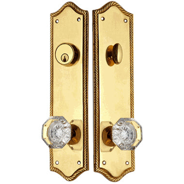 COPPER MOUNTAIN HARDWARE Georgian Roped Oval Deadbolt Entryway Set (Polished Brass Finish)