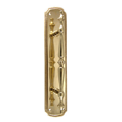 11 1/2 Inch Solid Brass Beaded Door Pull (Polished Brass Finish)