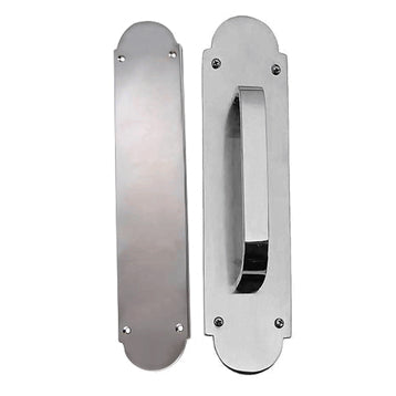 COPPER MOUNTAIN HARDWARE 12 Inch Solid Brass Traditional Oval Push and Pull Plate Set (Polished Chrome Finish)