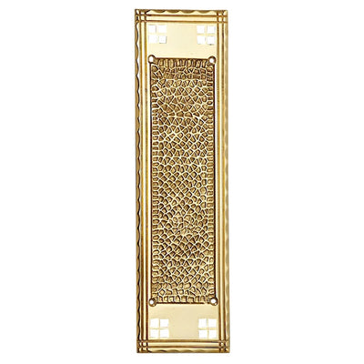 12 Inch Craftsman Style Push Plate (Lacquered Brass Finish)