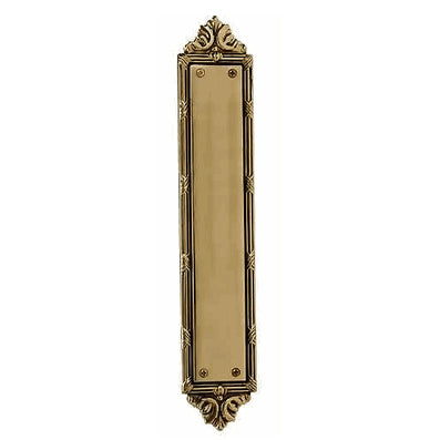 13 3/4 Inch Solid Brass Ribbon & Reed Push Plate (Antique Brass Finish) COPPER MOUNTAIN HARDWARE