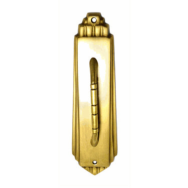 COPPER MOUNTAIN HARDWARE 9 Inch Tall Art Deco Style Brass Pull Plate (Polished Brass Finish)