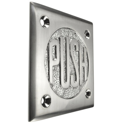 2 3/4 Inch Brass Classic American "PUSH" Plate (Brushed Nickel Finish)