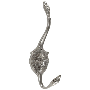 Traditional Solid Brass Lion Head Coat Hook (Polished Chrome Finish)