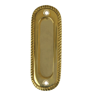 Oval Georgian Roped Solid Brass Pocket Door Pull (Polished Brass Finish)