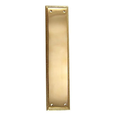 11 1/2 Inch Solid Brass Georgian Roped Style Door Pull and Plate (Lacquered Brass Finish)