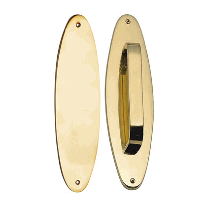 COPPER MOUNTAIN HARDWARE 11 Inch Solid Brass Oval Push and Pull Plate Set Polished Brass Finish